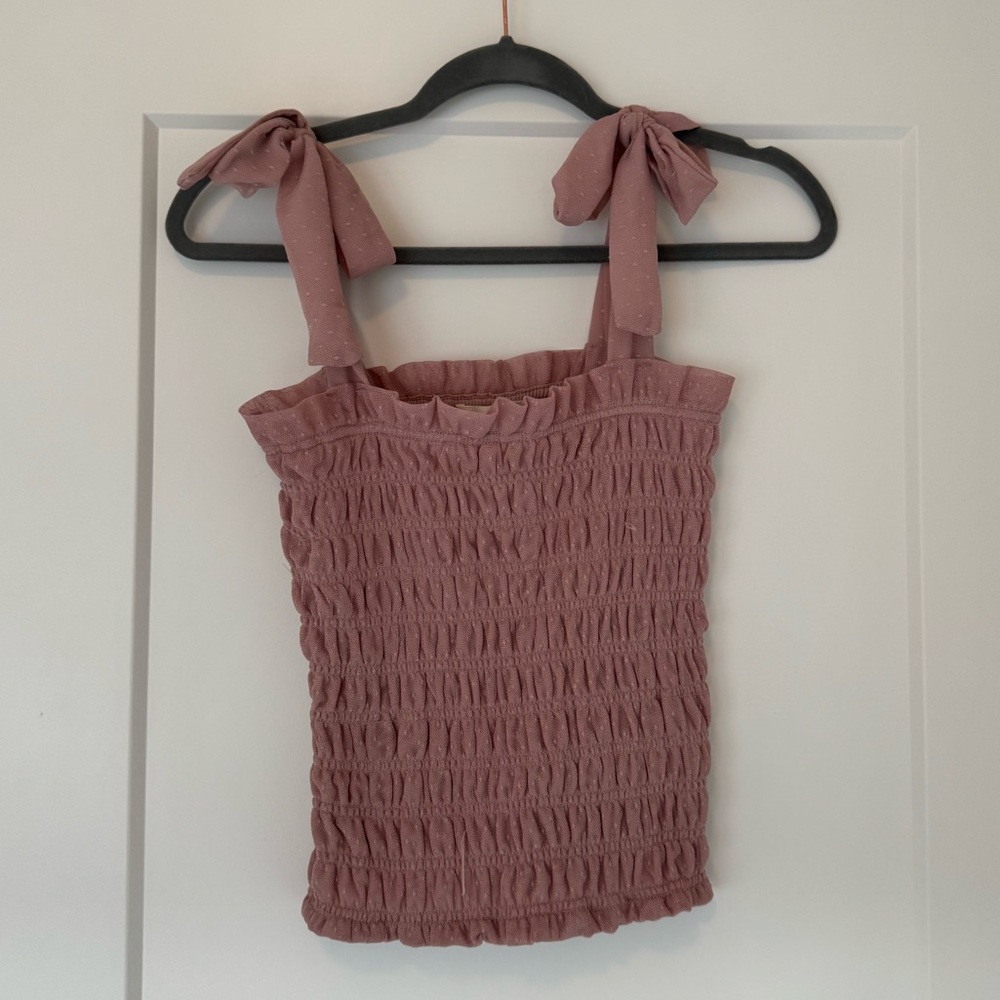 Anthropologie Ruched Tank with bow shoulders